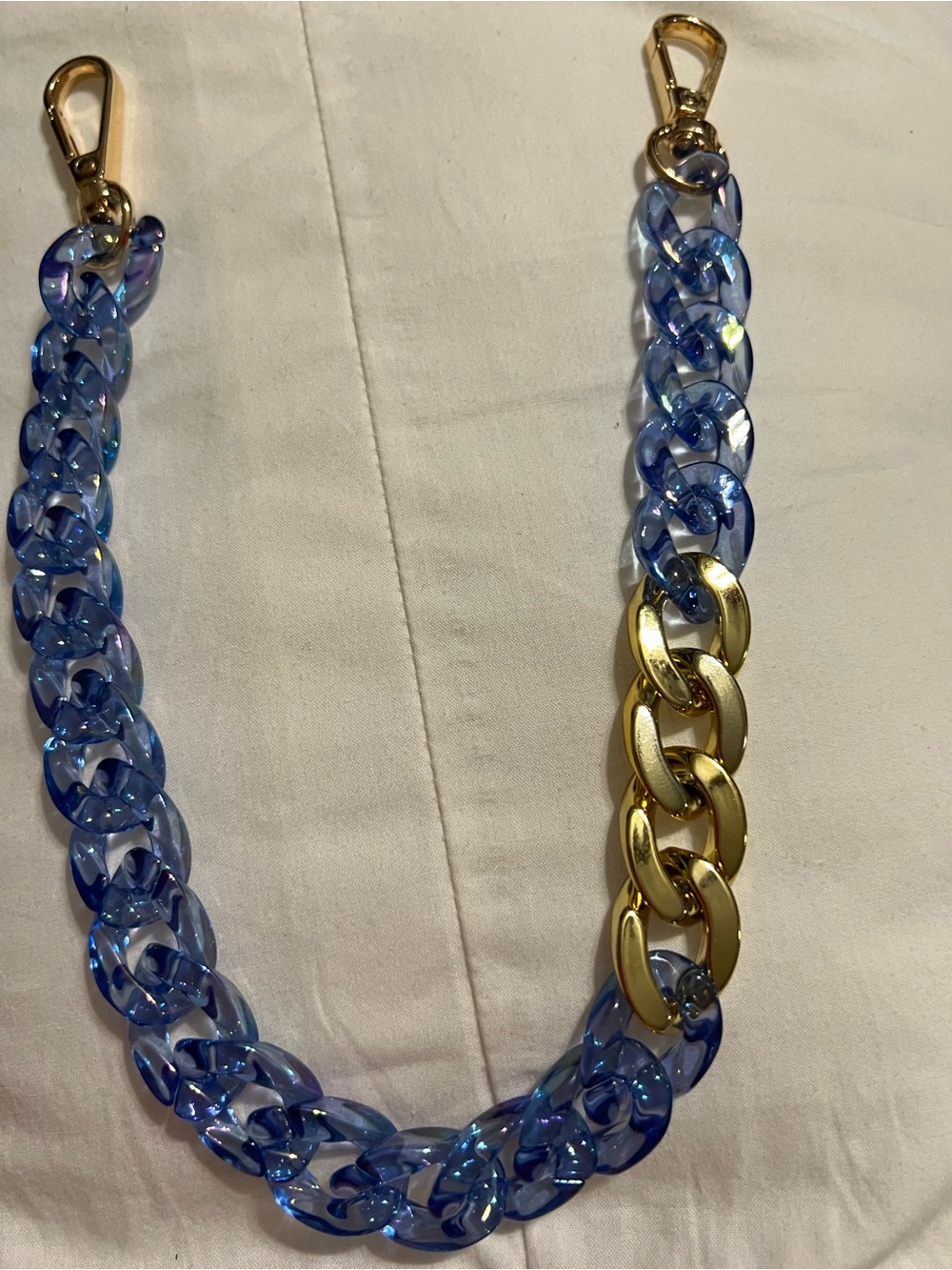 Blue Resin and Gold Chain Link purse charm- Women Jewelry